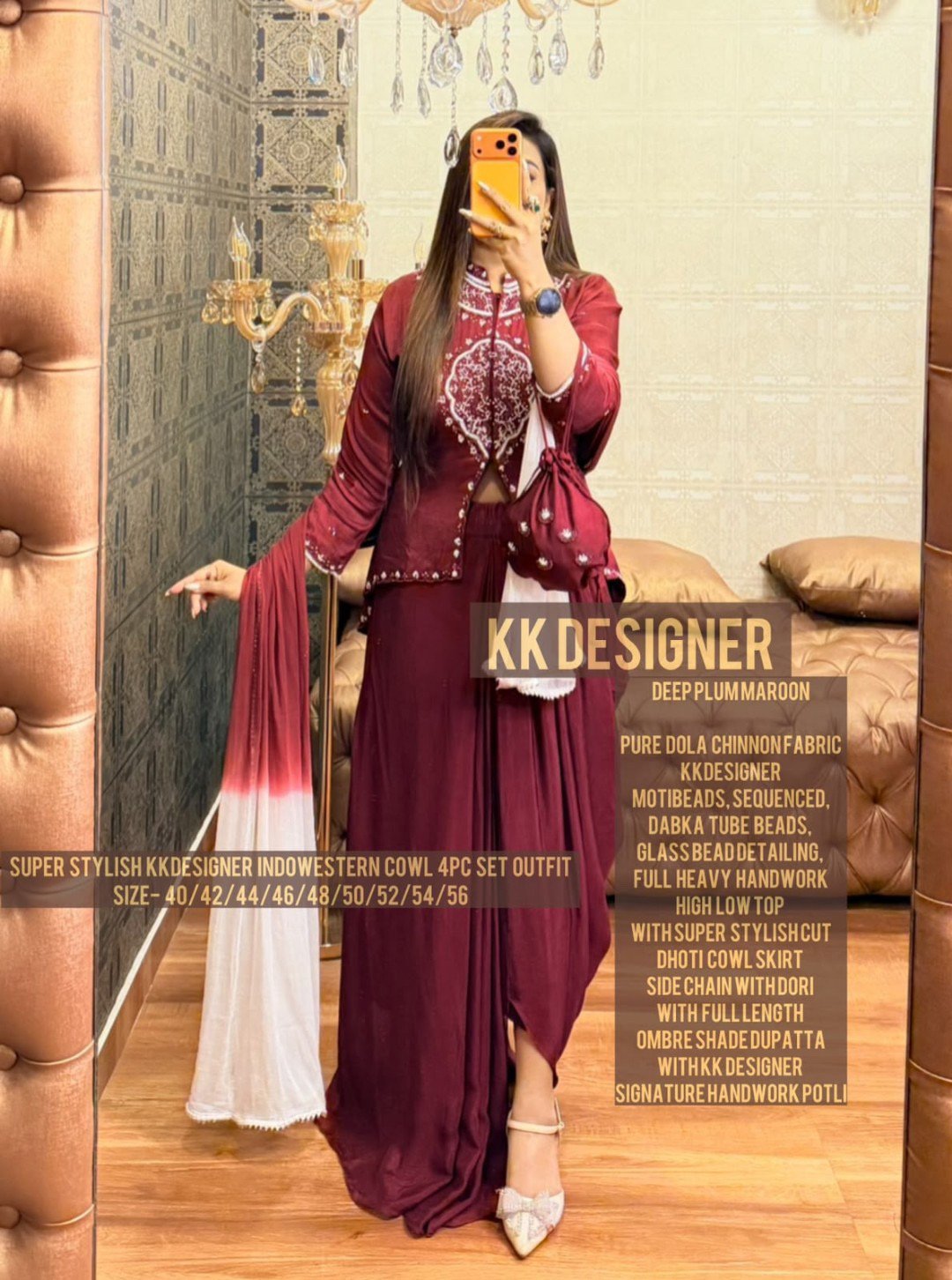 Super Stylish Indowestern Cowl 4 pcs Set Outfit