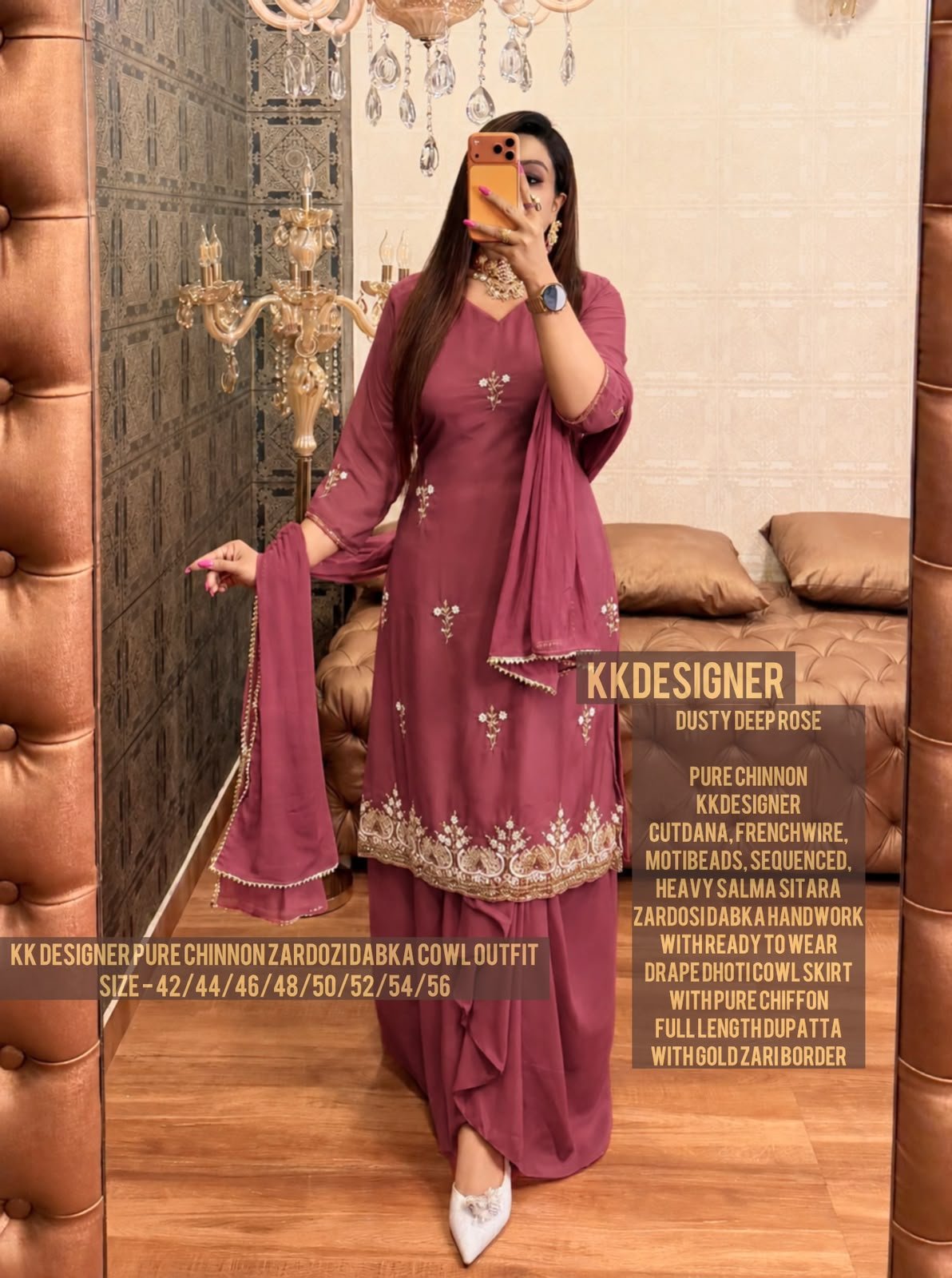 Pure Chinnon Zardosi Dabka Cowl Outfit