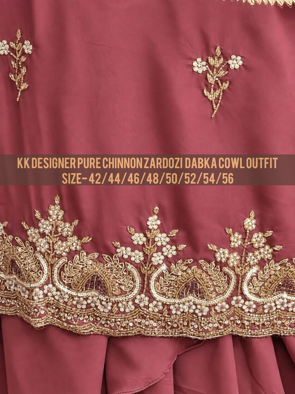 Pure Chinnon Zardosi Dabka Cowl Outfit alternate view