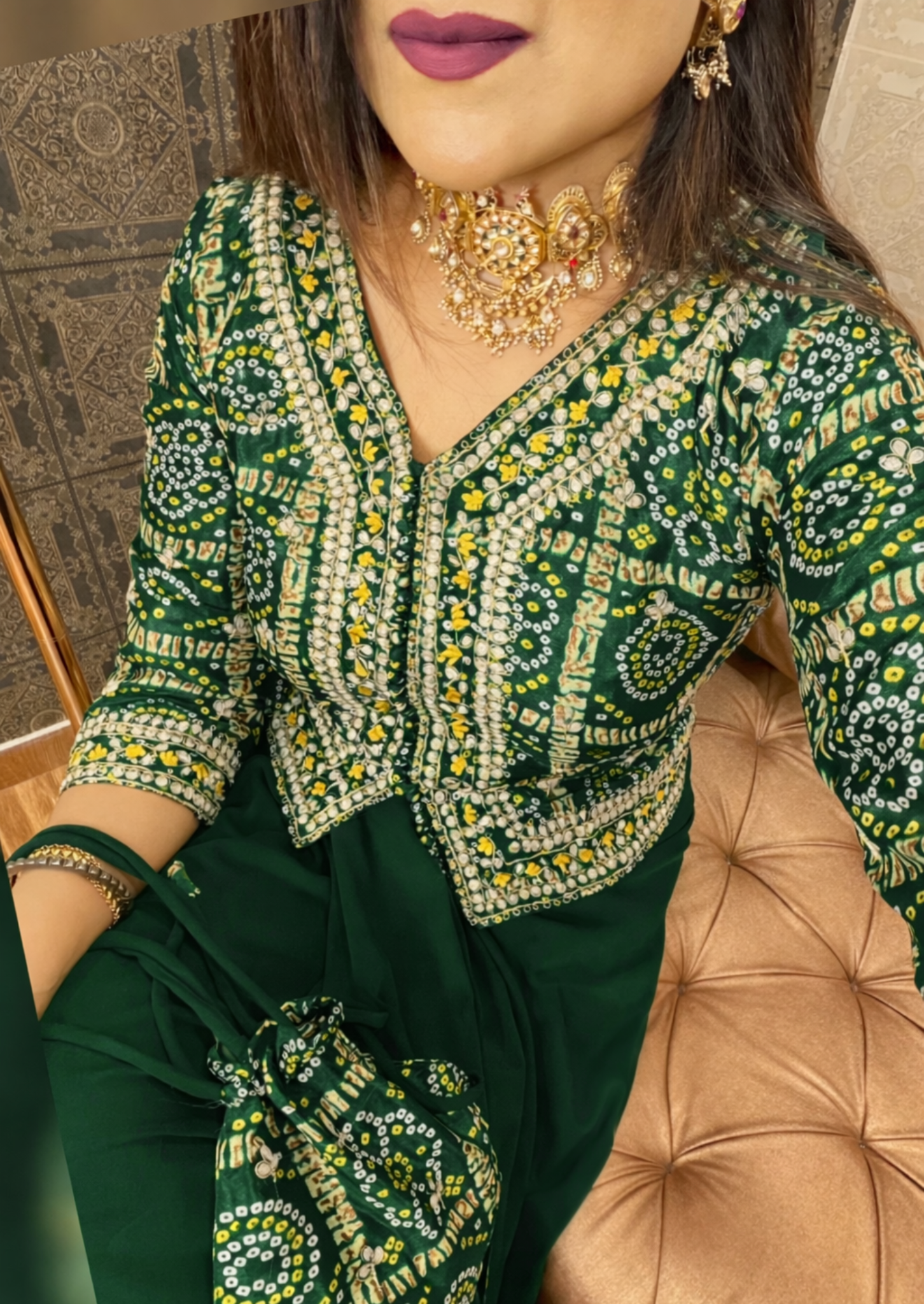 bandhani cowl stylish outfit